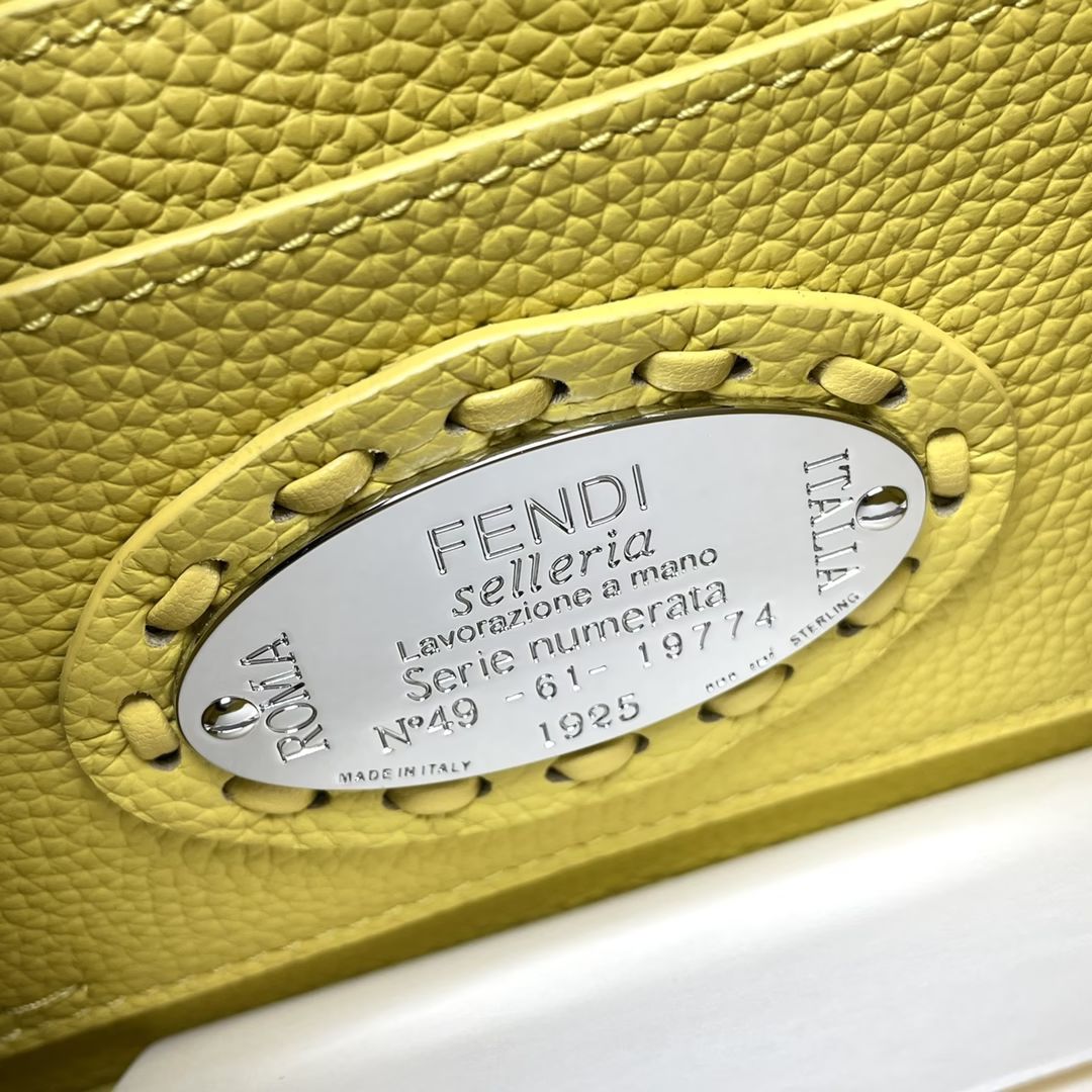 Fendi Peekaboo ISeeU Petite Yellow Selleria Bag with 306 Hand-sewn Stitches